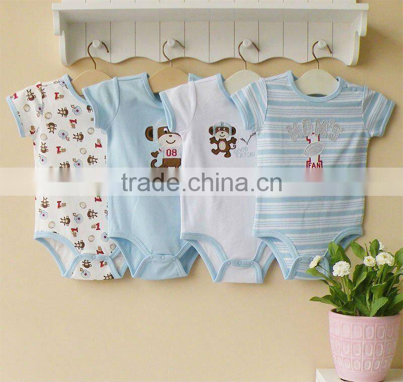 mom and baby 2012 summer baby wear 100% cotton embroider short sleeve bodysuit
