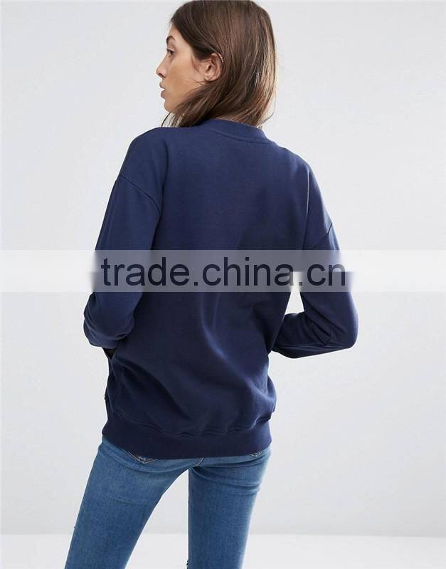 Cheap price women solid color bomber jacket in jersey