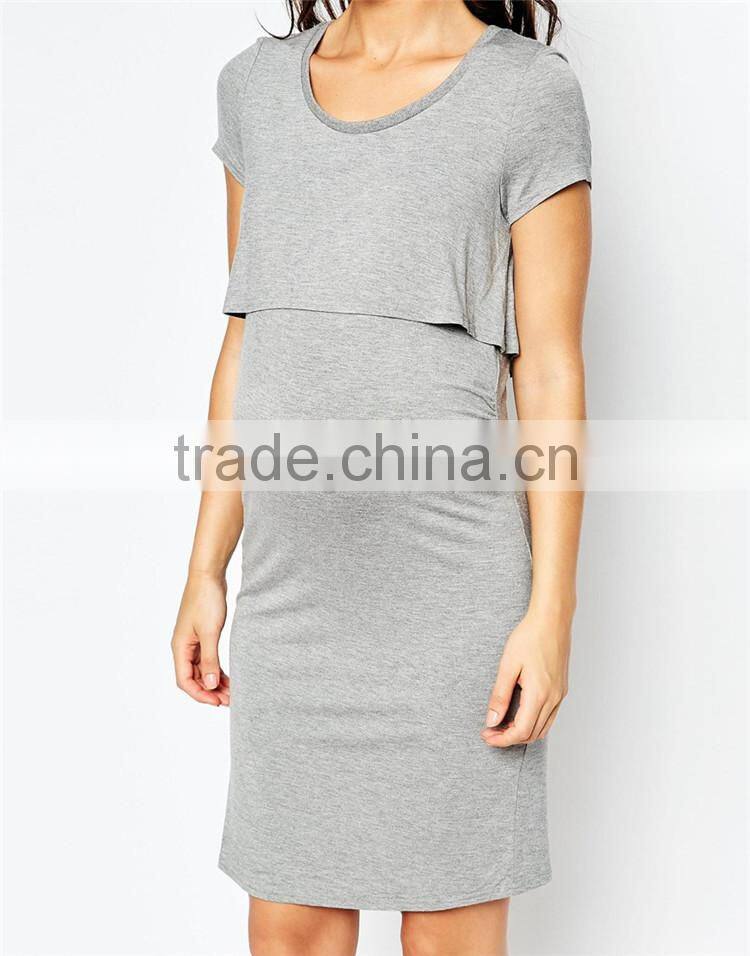 Double layer bodycon maternity wear dress wholesale plain maternity wear clothes