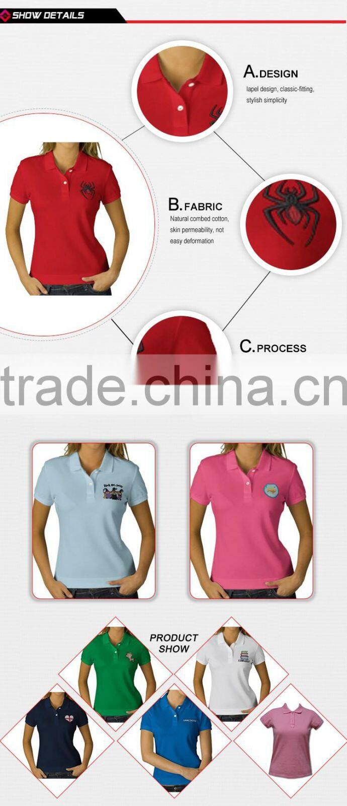 short sleeves gradient color polo shirt for women