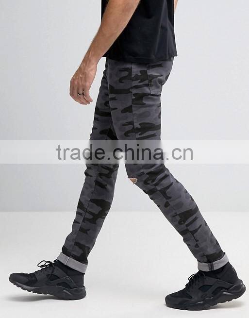 2016 New In Skinny Jeans Ripped Camo Jeans High Quality Jeans Custom