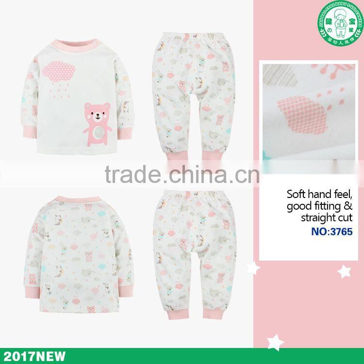100% soft touch cotton cute printing children apparel kids wear set