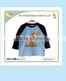 100% cotton round collar pink printed kids t shirt