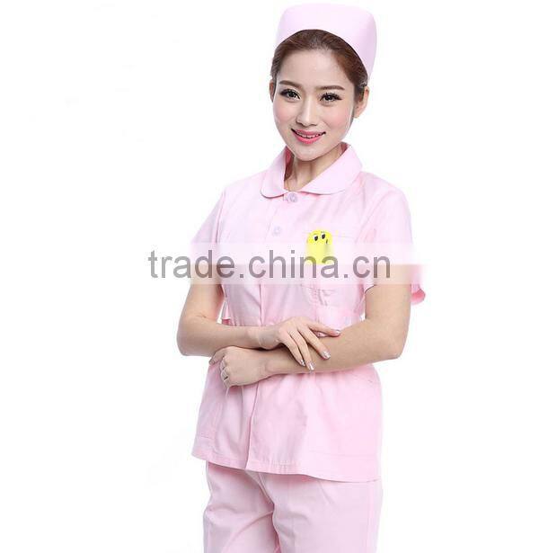 Juqian 2016 quality hot purple V neck summer hospital housekeeping staff uniforms