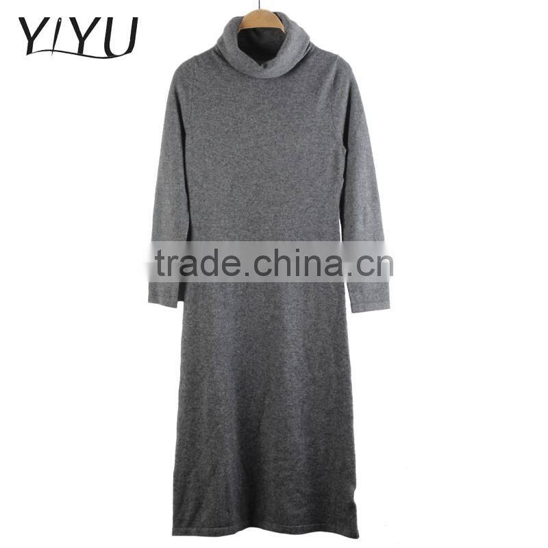 Casual Long Pattern women cashmere grey turtleneck pullover sweater