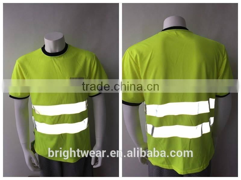 100% polyester pique fabric hi vis short sleeve custom safety T-shirt