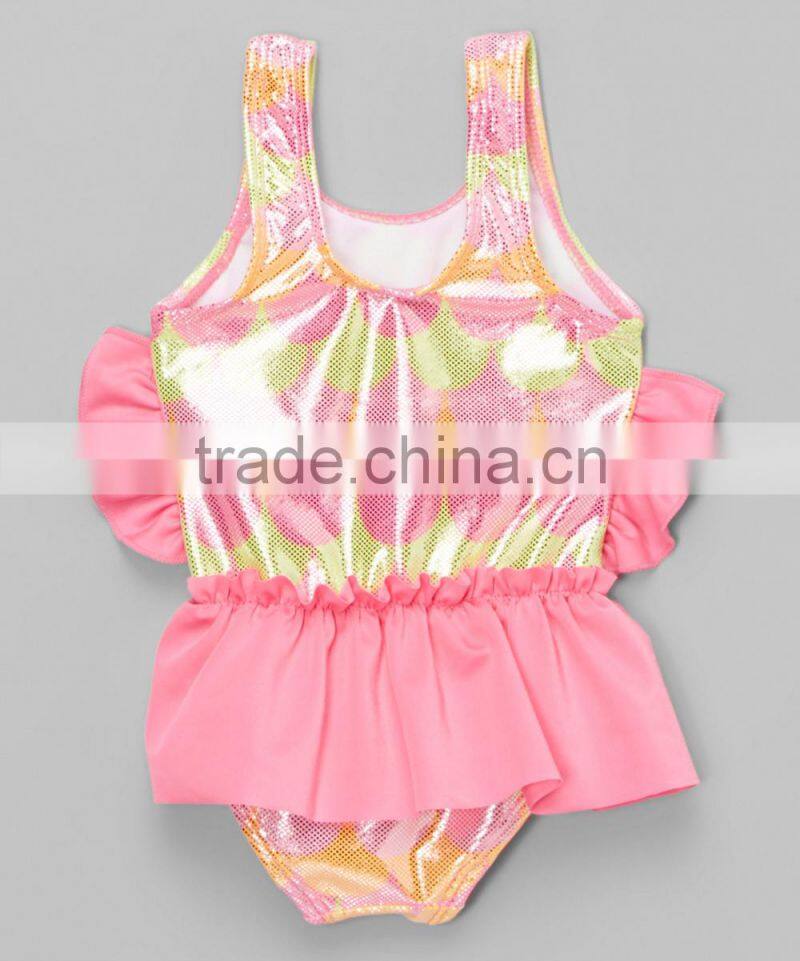 New Fashion Girl Beachwear With Pink Fish Skirted One-Piece Girl Swimsuit Girls Wear G-NP-S905-336