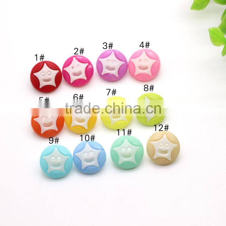 Fashion Cheap 14mm Children Smile Colored Resin Decorative Clothing Garment Buttons