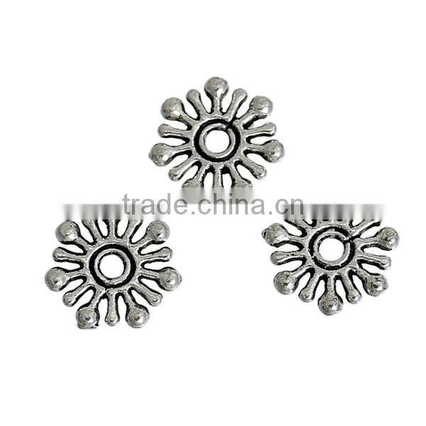 Zinc Based Alloy Spacer Beads Christmas Snowflake Antique Silver