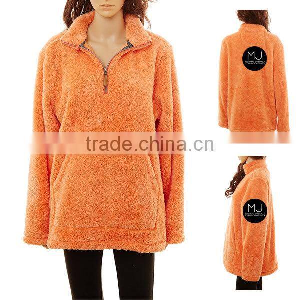 Girls Monogrammed Sherpa Quarter Zip Pullover