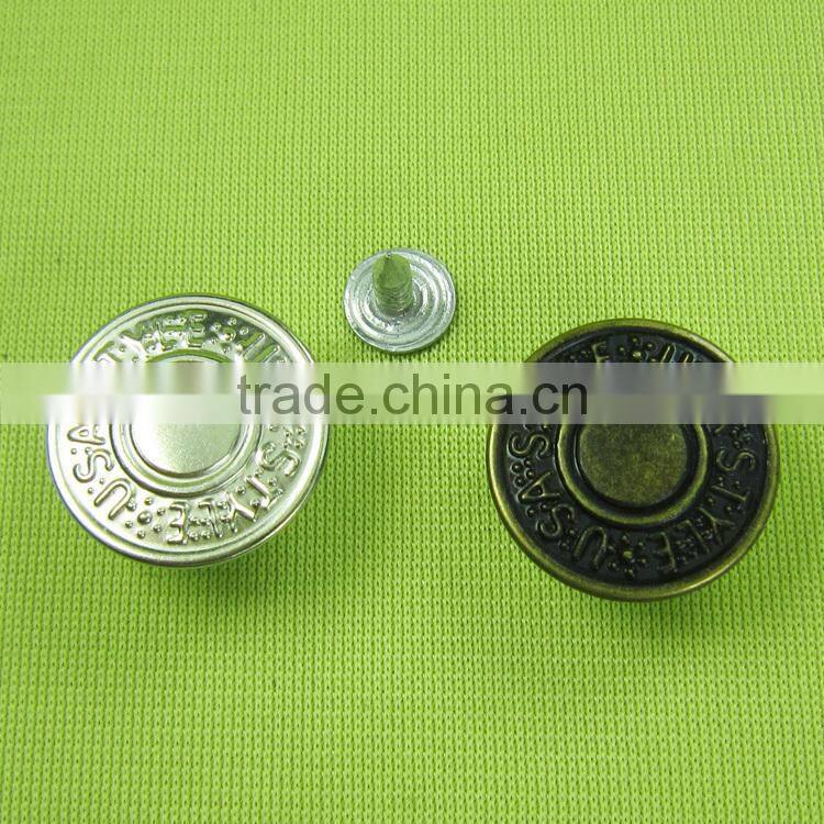 round square metal button jeans fabric button and Low MOQ