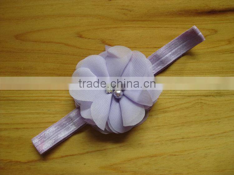 Factory Price Hot Sale ribbon flower cute plain baby headbands kid hair accessory