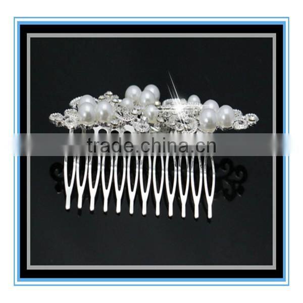 Newest design white pearl and crystal flower wedding bridal claw clip hair accessories comb