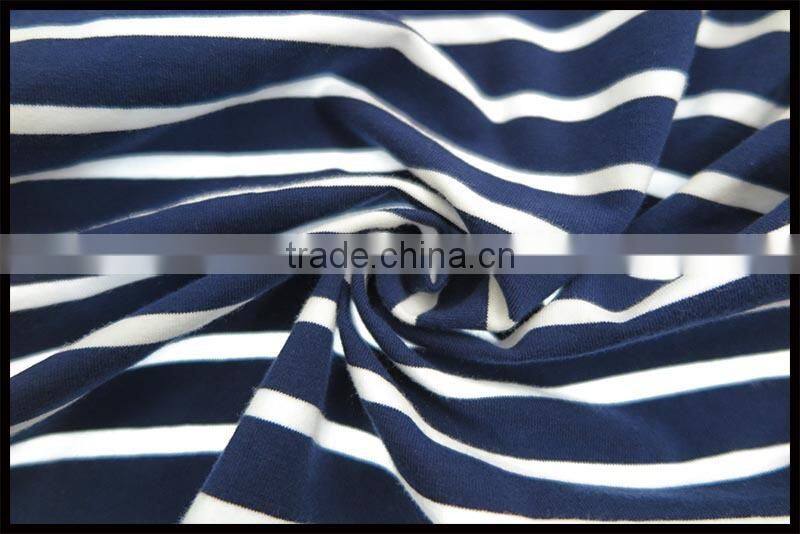 T092-1669N 95% cotton 5% elastane t shirt Short Sleeve Long T shirt Dress With Stripe Print