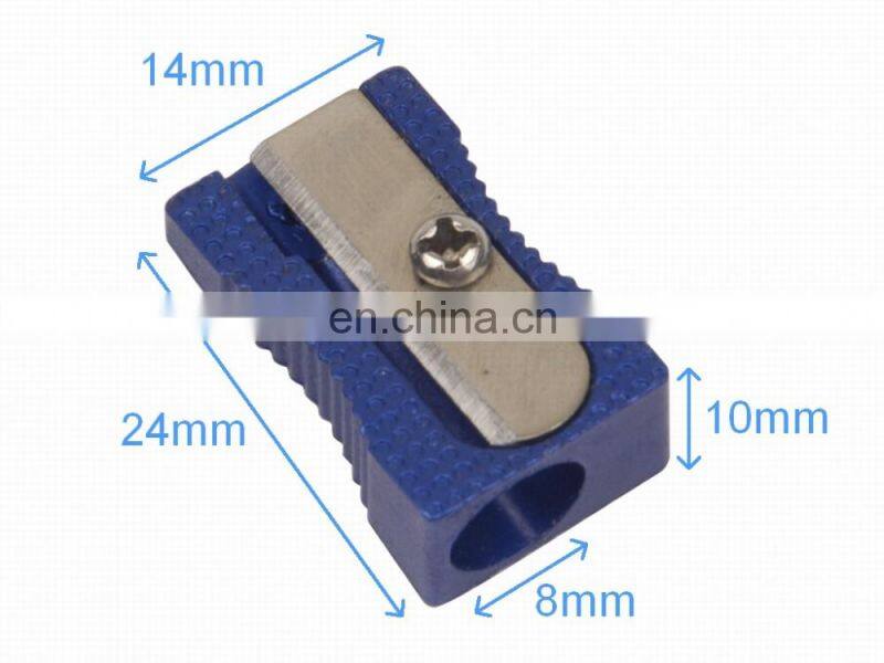 Coloured Aluminum Single Hole Pencil Sharpener in Metallic Blue