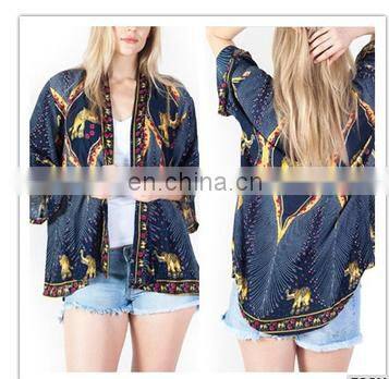 Fashion Hot Style Fringes Printed Tassels Caftan Ladies Kimono