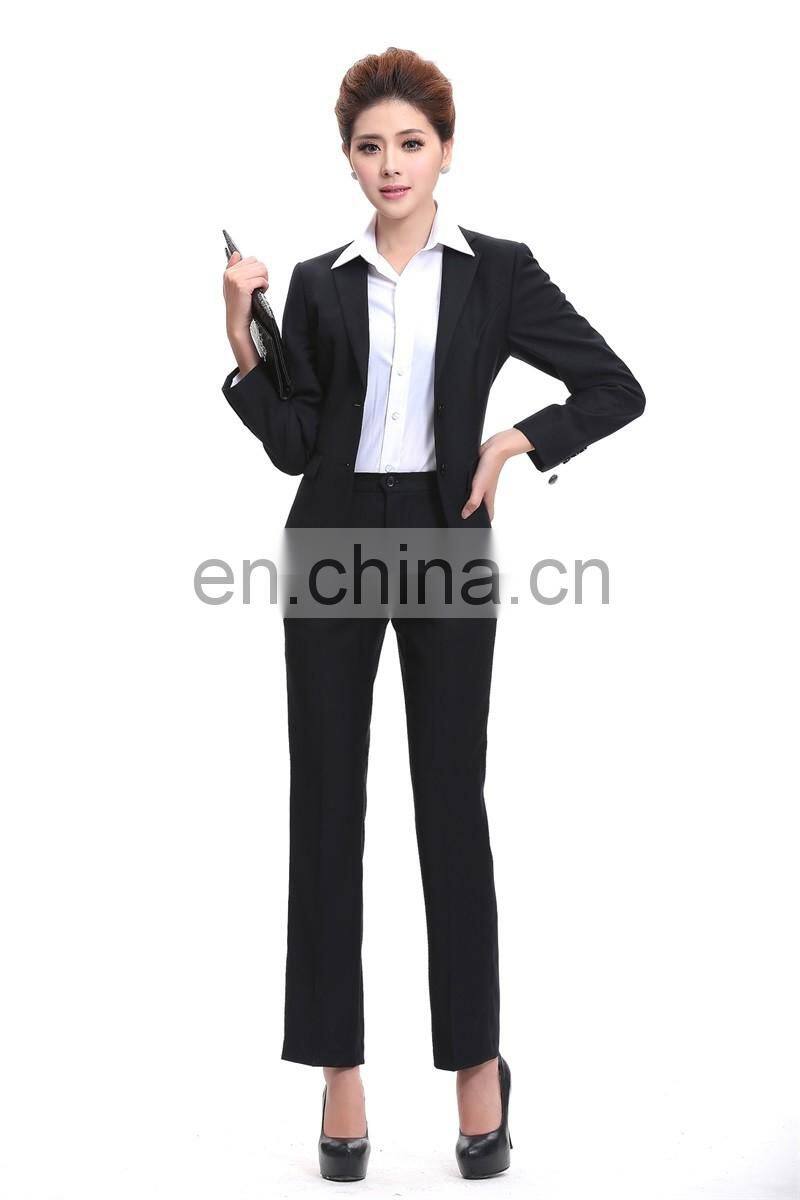 Brand Quality Slim Fit 100% Polyester Customized Color Size 2 pieces Plus Size Ladies Black Formal Pant Suits Manufacturer