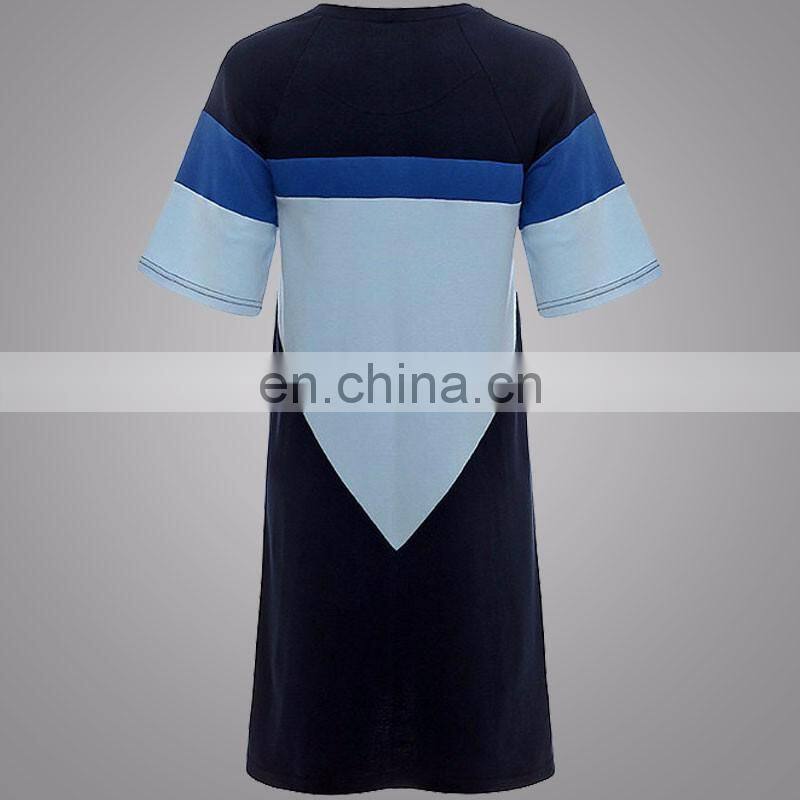 Wholesale Custom Women's High Quality Short Sleeve Jersey Dress Sport T-Shirt Color Block Over Sized Tshirt Dress