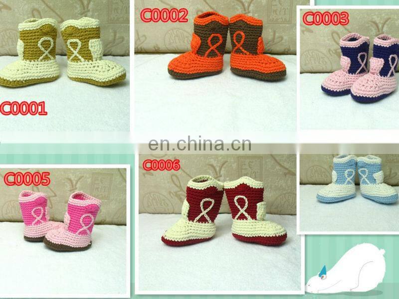 2015 Newborn Baby Boys Booties With Button Ankle Boots Baby Crochet Shoes Brown
