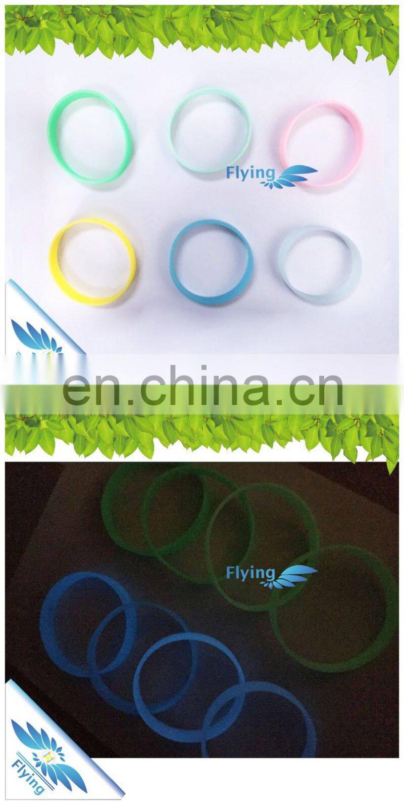 Glow in dark silicone wristbands Cool Green Light Blue Light Special Glow in Dard