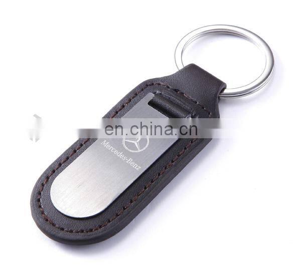 Company Anniversary gifts PU Leather metal keychain leather fob with custom logo