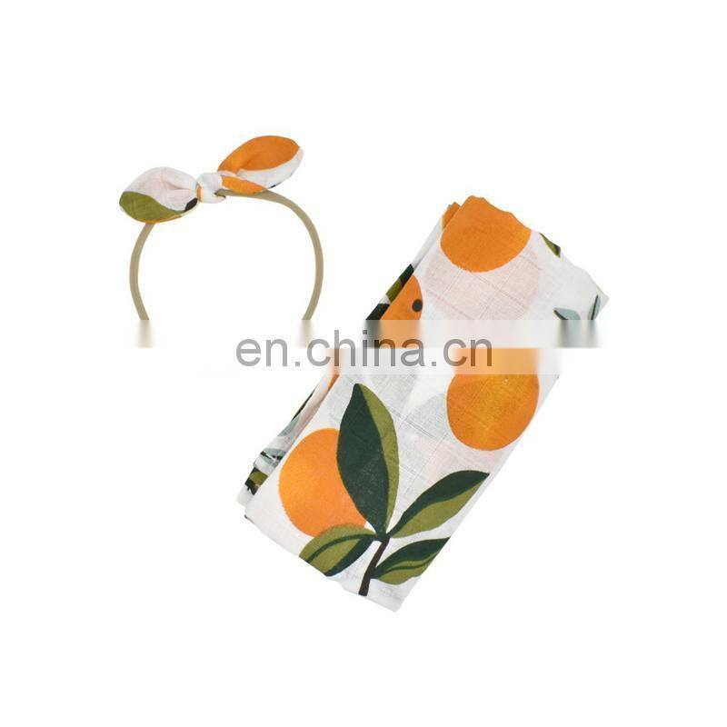 2Pcs Muslin Swaddle Blankets Headband Set Soft 100% Cotton Newborn Receiving Blankets Infant Swaddling Wrap Sleepsack