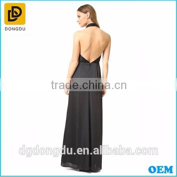 2016 NEW evening dress western party dress lady sexy deep V -halter formal dress