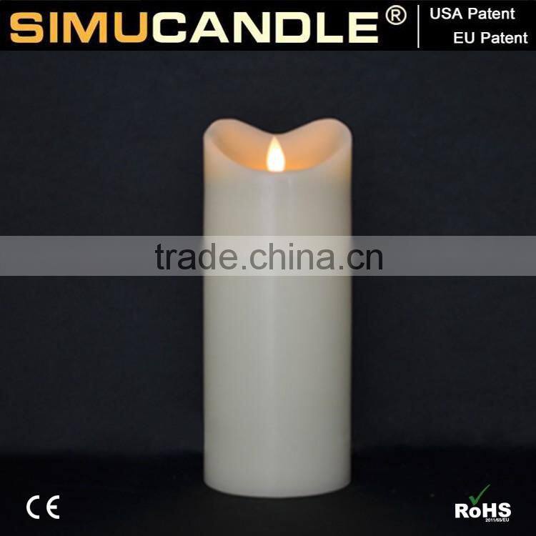 Wax candle light with moving flame and USA and EU Patent