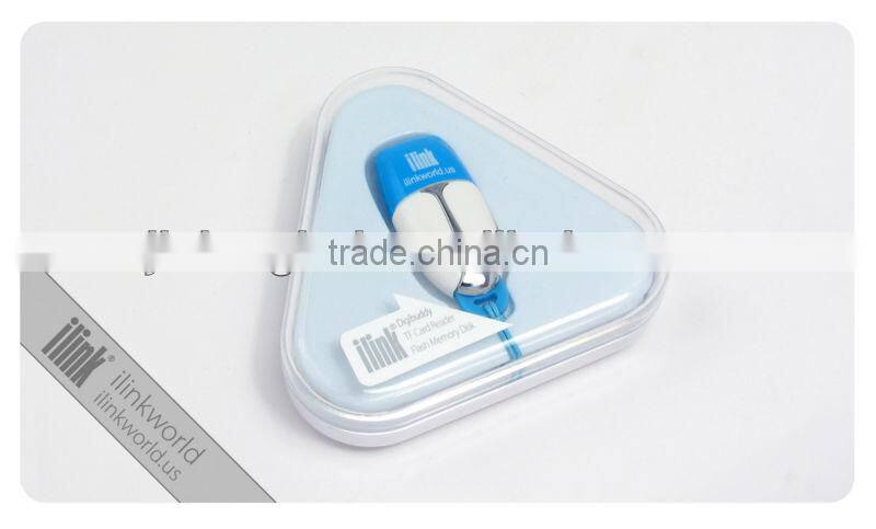 4GB flash memory with micro sd card reader with usb lanyard