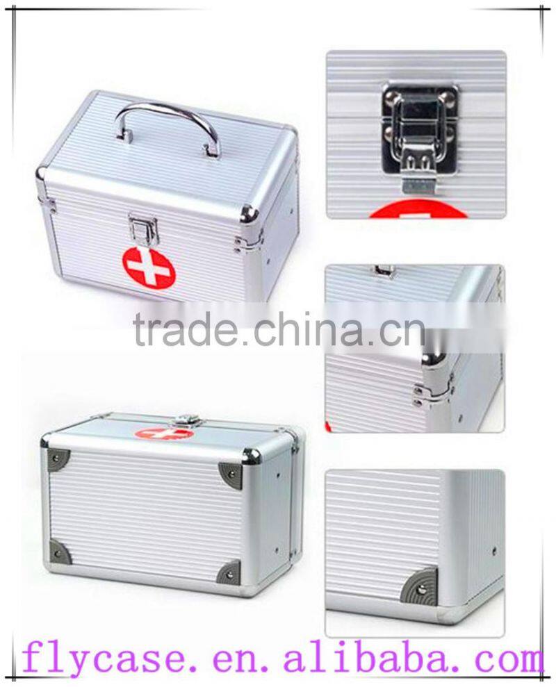 aluminum metal empty first aid kit,lock and medical kit for travel with shoulder belt