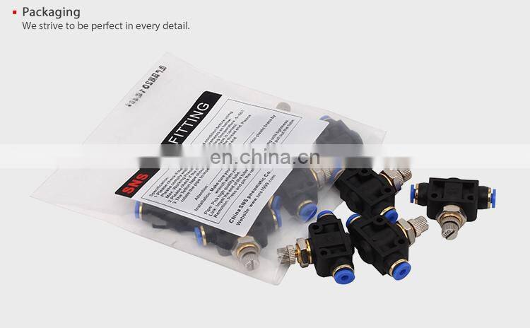 SNS SPA Series pneumatic one touch union straight air flow controller speed control valve with push-to-connect fittings
