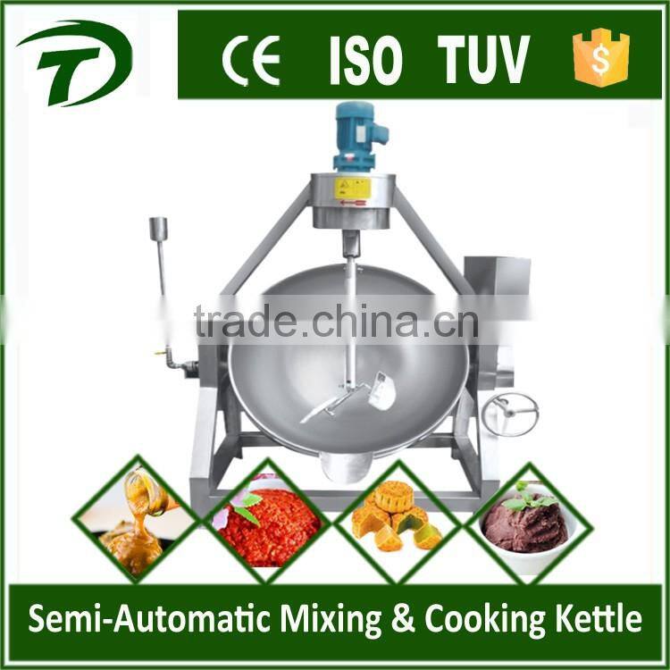 Automatic mixer lifting and titling cooking mixer