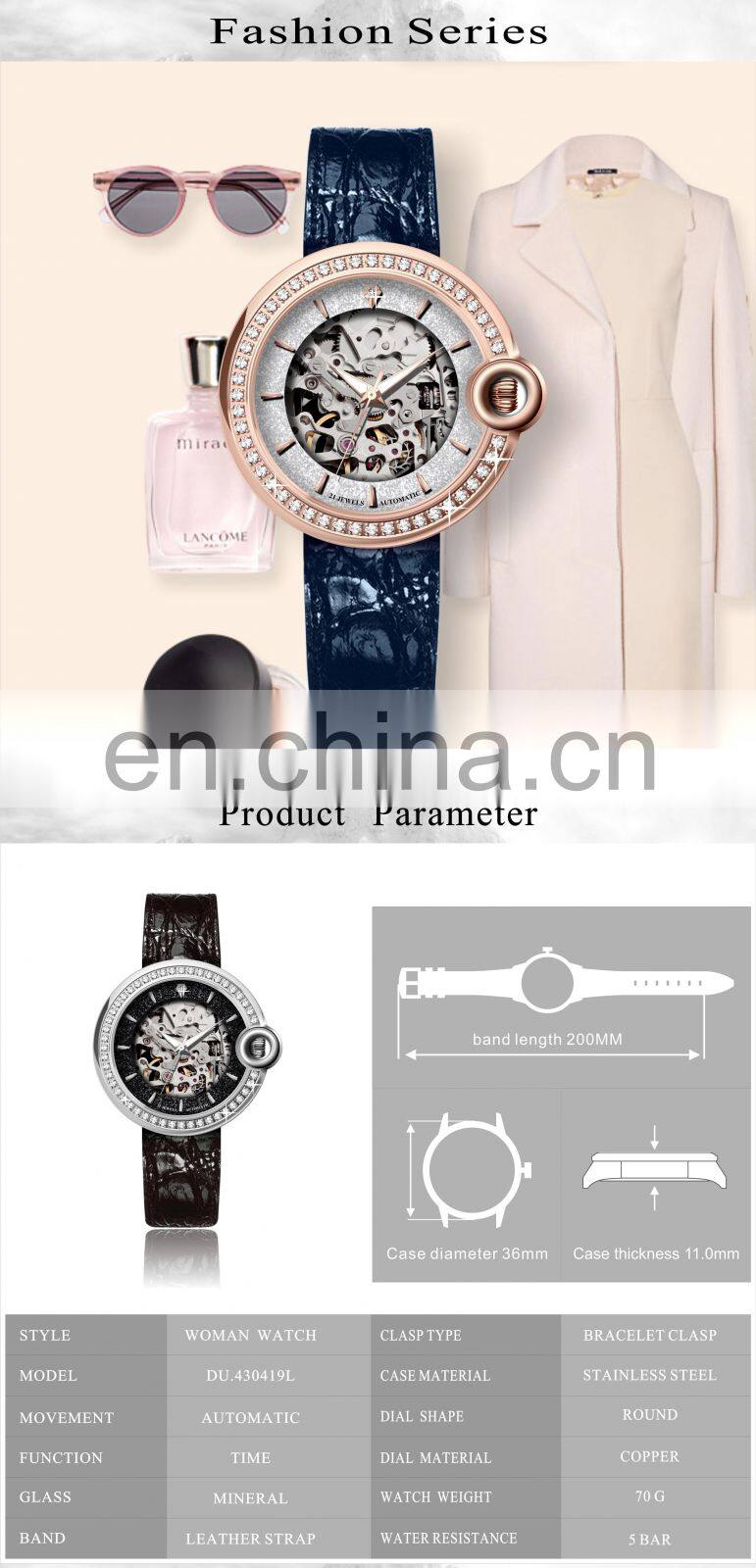 Customized Luxury Brands Watch Gold Mechanical Movement Ladies Wrist New Watch