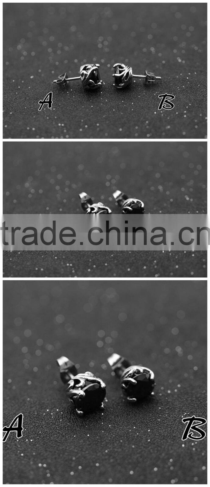 black stainless steel 2 gram gold beautiful designed earrings