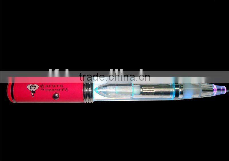 hallmark corrosion pen with 3 color led glowing ,office stationery accessories promotional and advertising ballpen ,light up pen