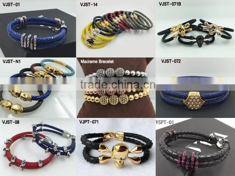 Viya High Quality 100% Genuine Stingray Leather Cord Wholesale Prices For Men Bracelet