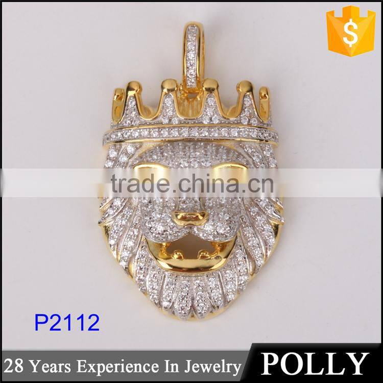 China jewelry manufacturer suply lion heand pendant animal jewelry