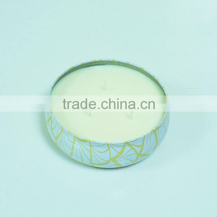 Fashion massage candle in tin box with metal lid