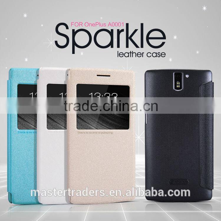 Origianl NILLKIN Sparkle Series Flip Luxury PU Leather Case Skin Back Cover For One Plus MT-2749