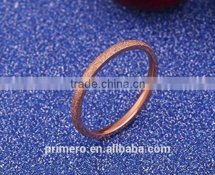 New Design Thin 18k Rose Gold Matte Stainless Steel Women Jewelry Ladies Finger Rings