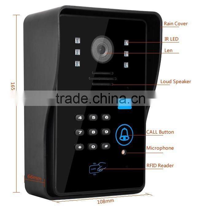 Wholesale Wired Touch Key 7" Video Door Phone Intercom System 1 RFID Keypad Code Number Doorbell Camera 1 Monitor
