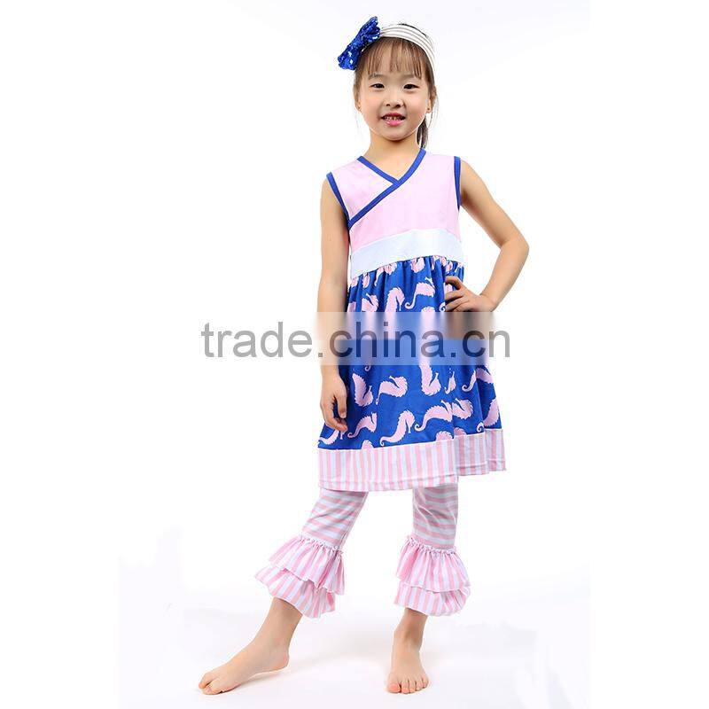 Wholesale boutique sweet girls solid candy color cotton clothes outfit