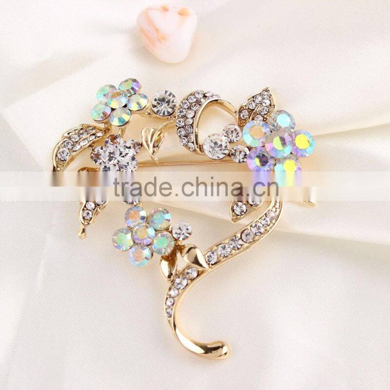 Hollow Flower Rhinestone Metal Brooch Pins,Magnetic Beaded Butterfly Metal Brooch