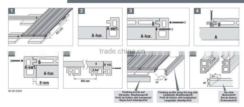 outdoor ribbed hollow wpc decking/garden flooring
