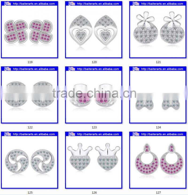 Alibaba jewelry alloy blue crystal single stone earring designs
