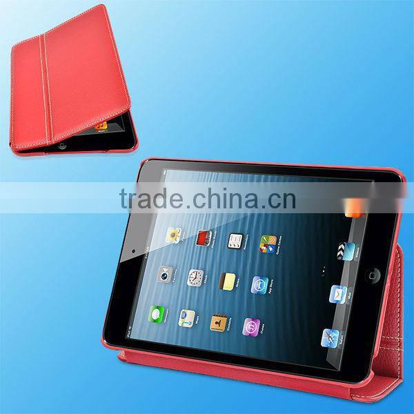 2013 New design Smart Real Leather Case for iPad Mini