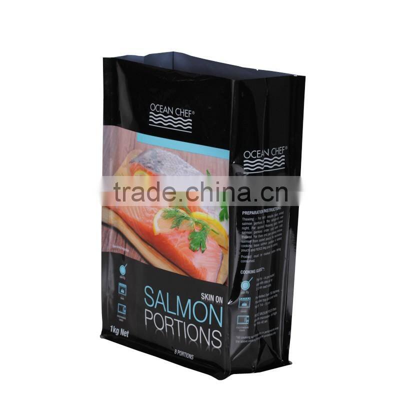 customized laminated quad seal box pouch plastic packaging bag for milk powder, pet food etc.
