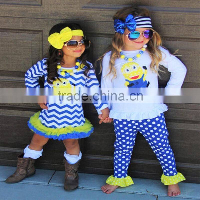 wholesale new design minions cartoon style baby girl boutique outfit