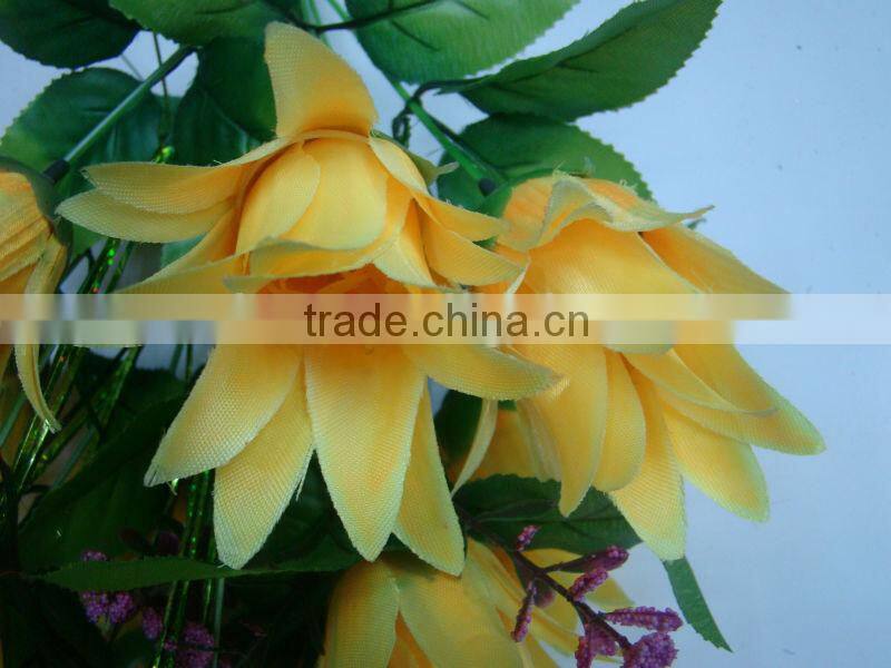 12 heads artificial flowers arrangements in vase