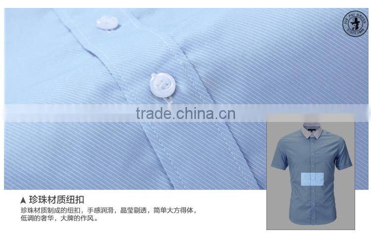 Purple Non-Iron Stripe Contrast-collar Short Sleeves Shirts For Men